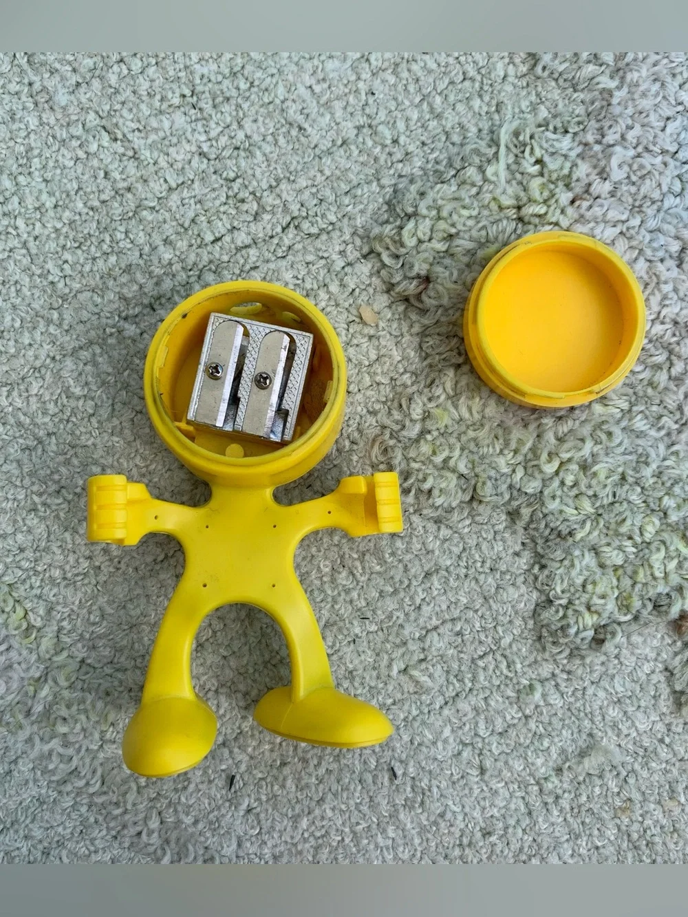 Lot of 2 red and yellow novelty emoji pencil sharpener and holder